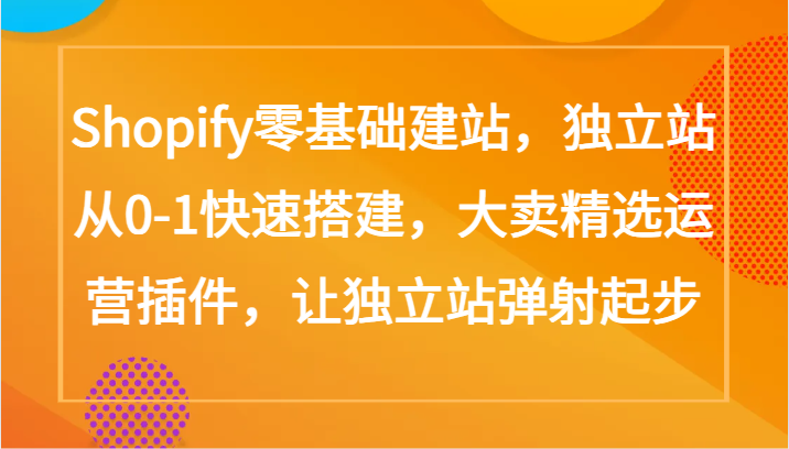 Shopify零基础建站，独立站从0-1快速搭建，大卖精选运营插件，让独立站弹射起步-泡泡网创
