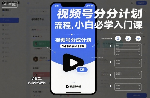视频号分成计划实操流程，小白必学入门课-泡泡网创