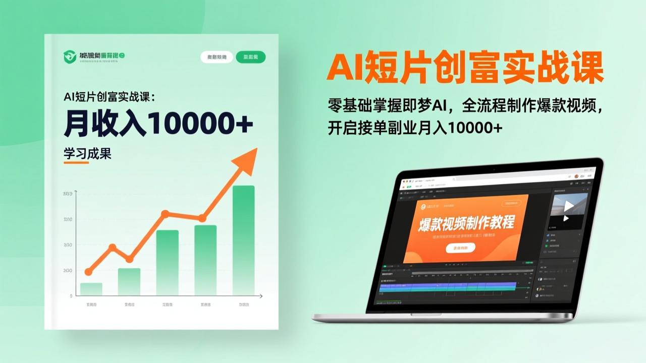 AI短片创富实战课：零基础掌握即梦AI，全流程制作爆款视频，开启接单副业月入10000+(更新-泡泡网创