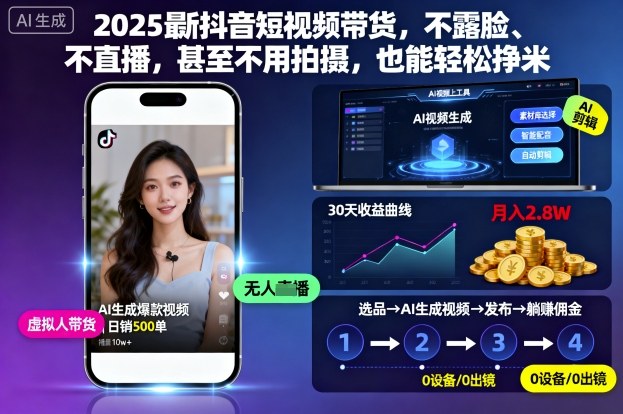 2025最新抖音短视频带货，不露脸、不直播，甚至不用拍摄，也能轻松挣米-泡泡网创