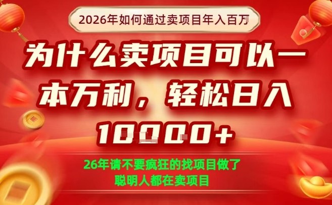 一单净利润1K+，26年想年入100个W，死磕卖项目就够了【揭秘】-泡泡网创