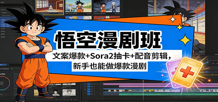 悟空漫剧班：文案爆款+Sora2抽卡+配音剪辑，新手也能做爆款漫剧-泡泡网创