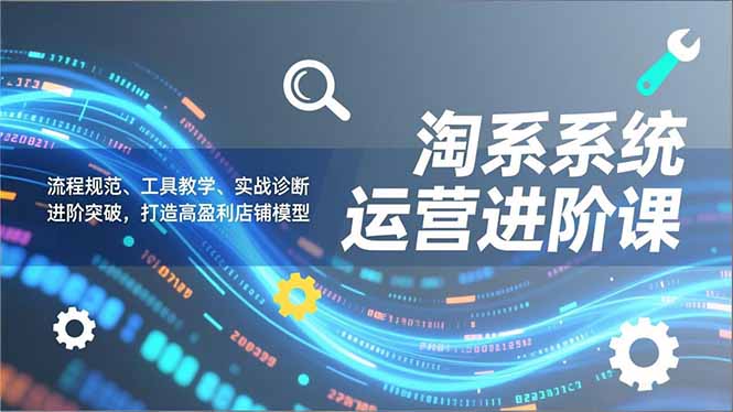 淘系系统运营进阶课2.0，流程规范、工具教学、实战诊断，进阶突破，打造高盈利店铺模型-泡泡网创