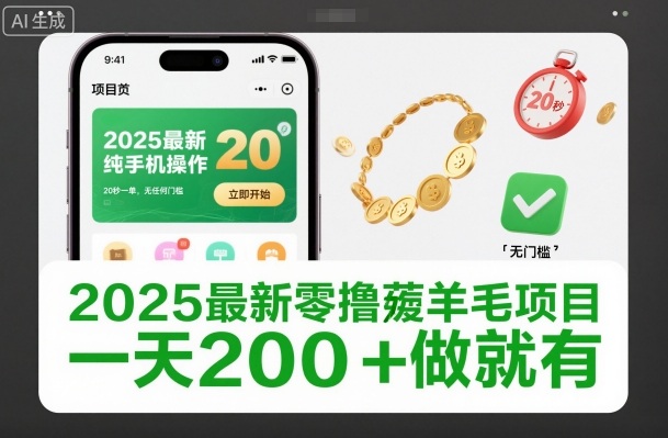 2025最新零撸薅羊毛项目，纯手机操作，20秒一单，无任何门槛，一天200+做就有【揭秘】-泡泡网创