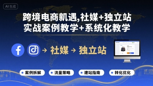 跨境电商新机遇，社媒+独立站，实战案例教学+系统化教学-泡泡网创