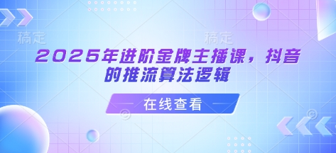 2025年进阶金牌主播课，抖音的推流算法逻辑-泡泡网创