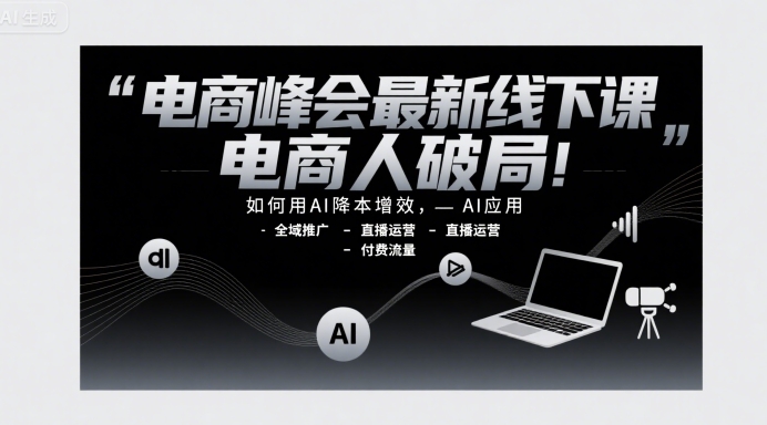 电商峰会最新线下课，电商人破局，如何用AI降本增效，AI应用-全域推广-直播运营-付费流量-泡泡网创