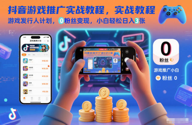 抖音游戏推广实战教程，游戏发行人计划，0粉丝变现，小白轻松日入3张-泡泡网创