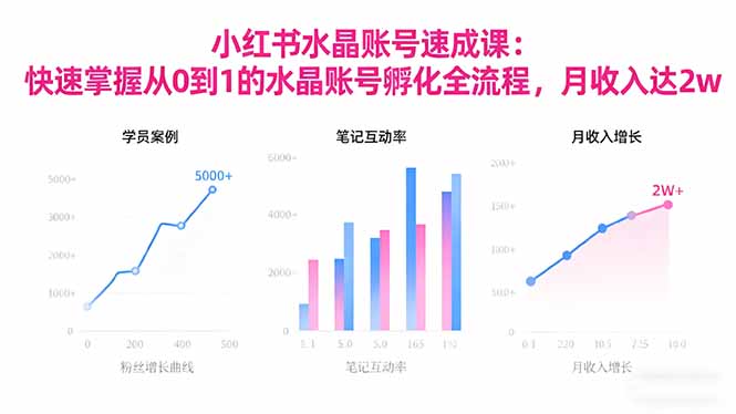 2025小红书水晶账号速成课：快速掌握从0-1水晶账号孵化全流程，月收入达2w-泡泡网创