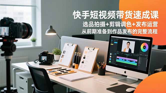 快手短视频带货速成课，选品拍摄+剪辑调色+发布运营，从前期准备到作品发布的完整流程-泡泡网创