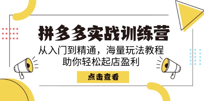 （14392期）拼多多实战训练营，从入门到精通，海量玩法教程，助你轻松起店盈利-泡泡网创