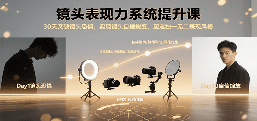 镜头表现力系统提升课，30天突破镜头恐惧实现自信蜕变，塑造独一无二表现风格-泡泡网创