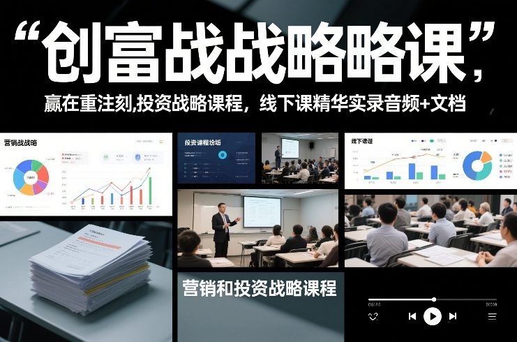 创富战略课，赢在重注时刻，营销和投资战略课程，线下课精华实录音频+文档-泡泡网创