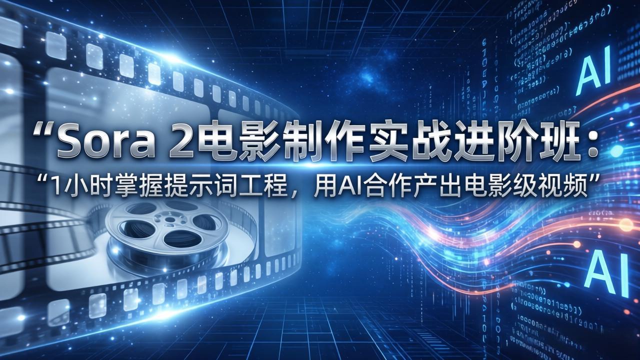 Sora 2电影制作实战进阶班：1小时掌握提示词工程，用AI合作产出电影级视频-泡泡网创