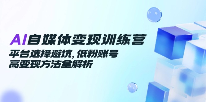 AI自媒体变现训练营，平台选择避坑，低粉账号高变现方法全解析-泡泡网创