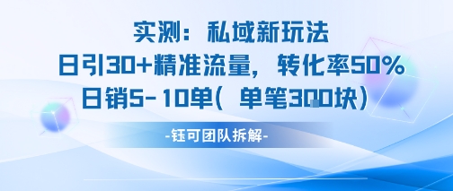 实测私域新玩法日引30加精准流量转化率50%日销5-10单每笔3张-泡泡网创
