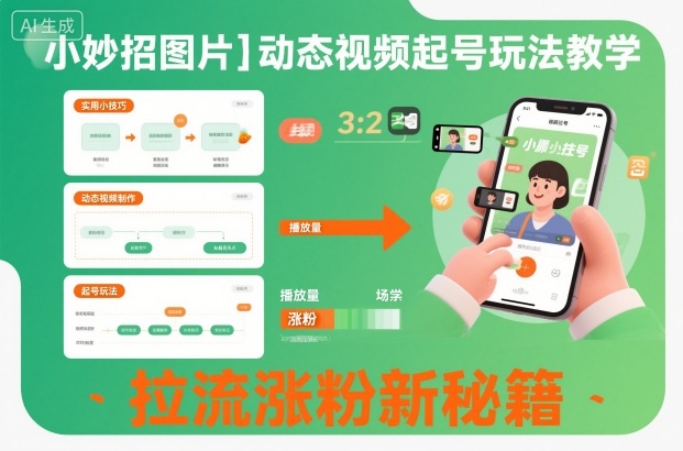 小妙招图片＋动态视频起号玩法教学，拉流涨粉新秘籍-泡泡网创