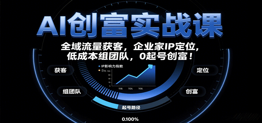 AI创富实战课：企业家IP定位，全域流量获客，低成本组团队，0起号创富！-泡泡网创