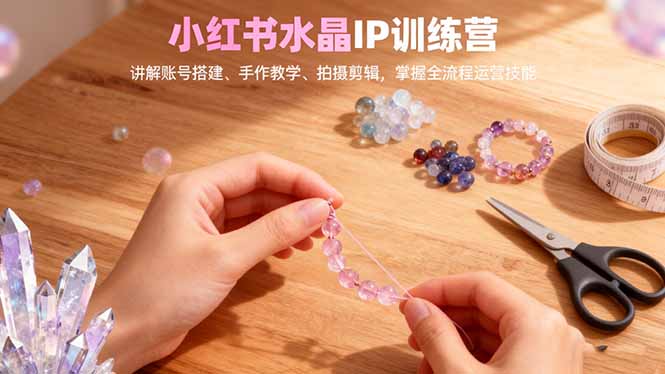 小红书水晶IP训练营，讲解账号搭建、手作教学、拍摄剪辑，全流程运营技能-泡泡网创