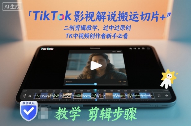 TikTok影视解说搬运切片+二创剪辑教学，过中过原创，TK中视频创作者新手必看-泡泡网创