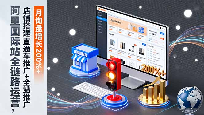 阿里国际站全链路运营，店铺搭建+直通车推广+全站推广，月询盘增长200%+-泡泡网创