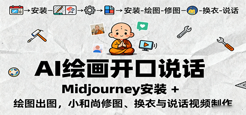 AI绘画开口说话，Midjourney安装 + 绘图出图，小和尚修图、换衣与说话视频制作-泡泡网创