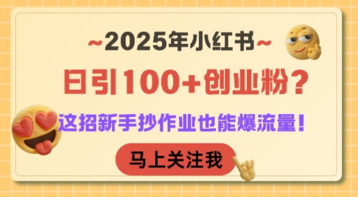 2025年小红书日引100+创业粉？这招新手抄作业也能爆流量！-泡泡网创