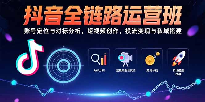 抖音全链路运营班：账号定位与对标分析，短视频创作，投流变现与私域搭建-泡泡网创