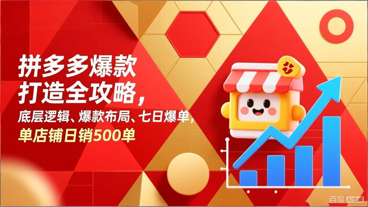 拼多多爆款打造全攻略，底层逻辑、爆款布局、七日爆单，单店铺日销500单-泡泡网创