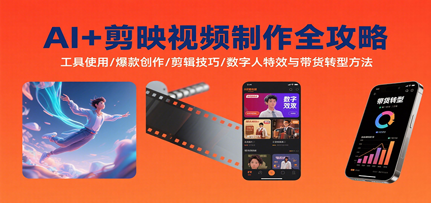 AI+剪映视频制作全攻略：工具使用/爆款创作/剪辑技巧/数字人特效与带货转型方法-泡泡网创