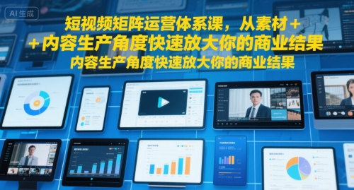 短视频矩阵运营体系课，从素材+内容生产角度快速放大你的商业结果-泡泡网创