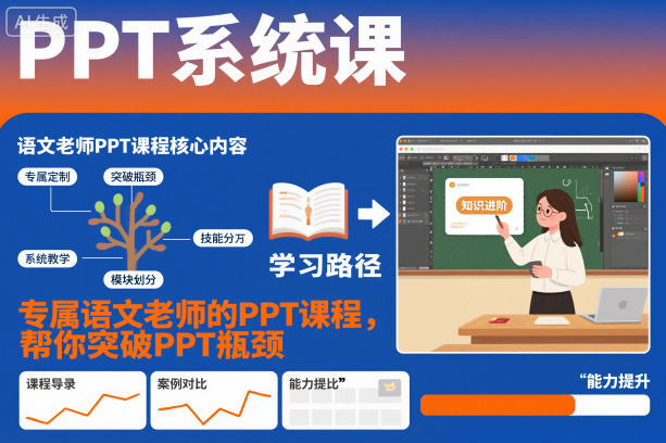 PPT系统课，专属语文老师的PPT课程，帮你突破PPT瓶颈-泡泡网创