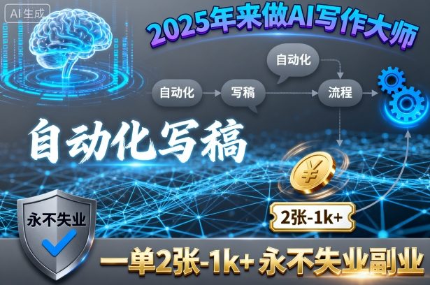 2025年来做AI写作大师，自动化写稿，一单2张-1k+，永不失业副业-泡泡网创