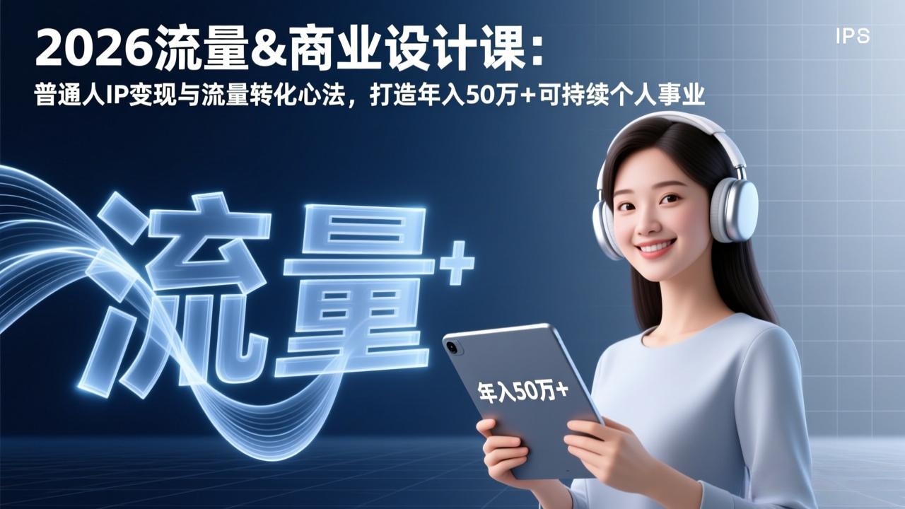 2026流量&商业设计课：普通人IP变现与流量转化心法，打造年入50万+可持续个人事业-泡泡网创