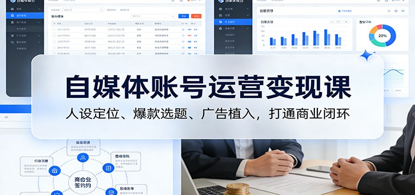 自媒体账号运营变现课：人设定位、爆款选题、广告植入，打通商业闭环-泡泡网创