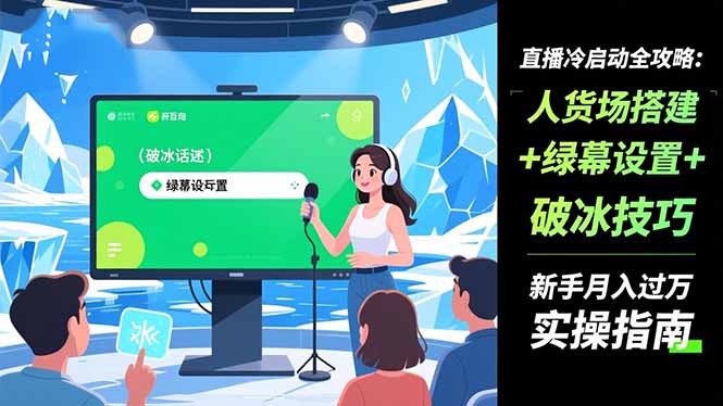 直播冷启动全攻略:人货场搭建+绿幕设置+破冰技巧，新手月入过万实操指南-泡泡网创