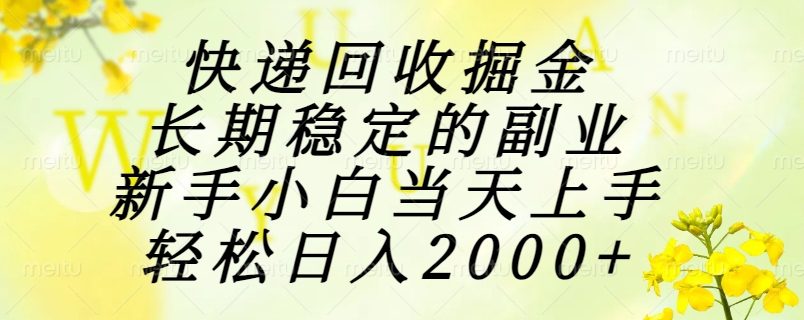 快递回收掘金，长期稳定的副业，新手小白当天上手，轻松日入2000+-泡泡网创