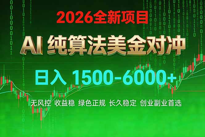 2026 全新美金对冲项目，不套平台赠金，不封号，纯算法对冲，日入 1500-6000+-泡泡网创