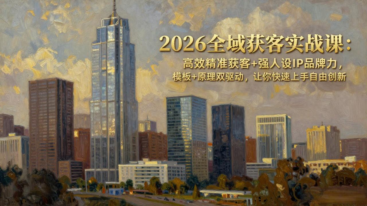2026全域获客实战课：高效精准获客+强人设IP品牌力，模板+原理双驱动，让你快速上手自由创新-泡泡网创