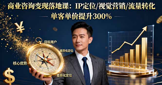 商业咨询变现落地课：IP定位/视觉营销/流量转化，单客单价提升300%-泡泡网创