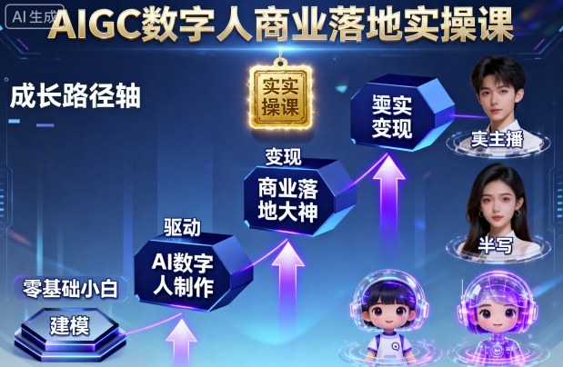 AIGC数字人商业落地实操课，从零基础小白到AI数字人大神-泡泡网创