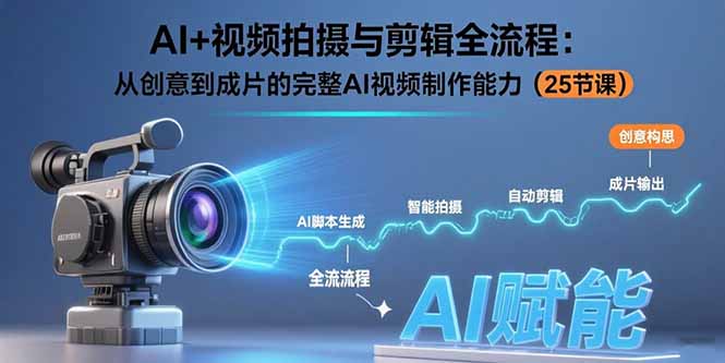AI+视频拍摄与剪辑全流程：从创意到成片的完整AI视频制作能力(25节课-泡泡网创