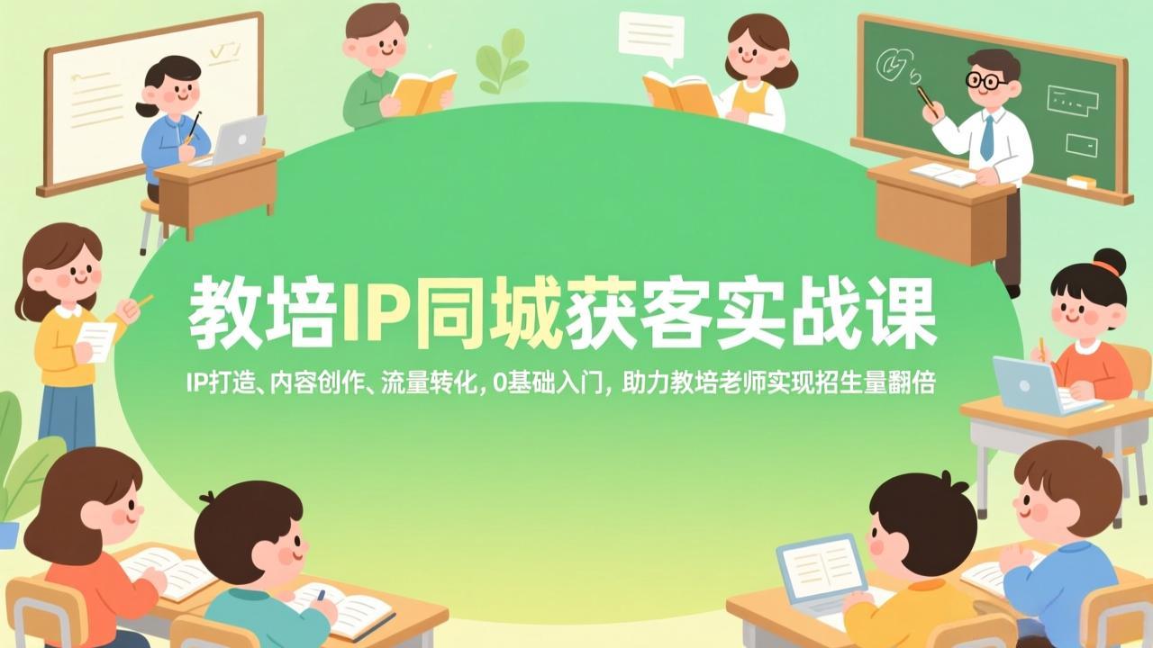 教培IP同城获客实战课，IP打造、内容创作、流量转化，0基础入门，助力教培老师实现招生量翻倍-泡泡网创