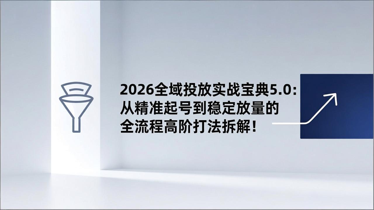 2026全域投放实战宝典5.0：从精准起号到稳定放量的全流程高阶打法拆解！-泡泡网创