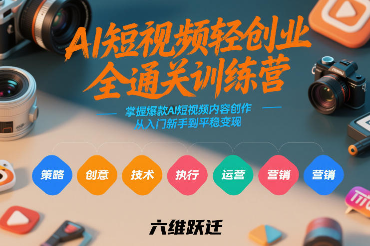 AI短视频轻创业全通关训练营，掌握爆款AI短视频内容创作，从入门新手到平稳变现的六维跃迁-泡泡网创