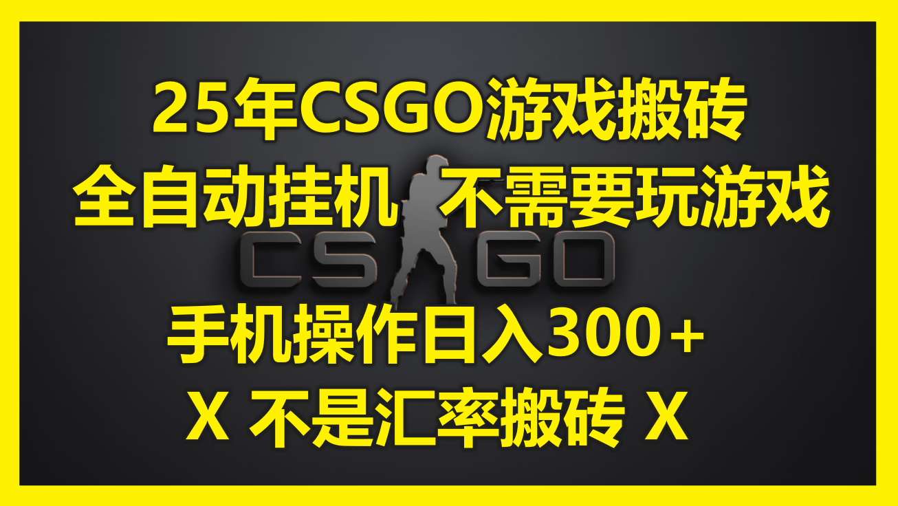 25年CSGO游戏搬砖，全自动挂机，不需要玩游戏，手机操作日入300+。(不…-泡泡网创