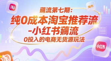 薅流第七期：纯0成本淘宝推荐流-小红书薅流最新版目，0投入的电商无货源玩法(附赠往期)-泡泡网创