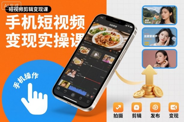 手机短视频变现实操课，短视频剪辑变现课-泡泡网创
