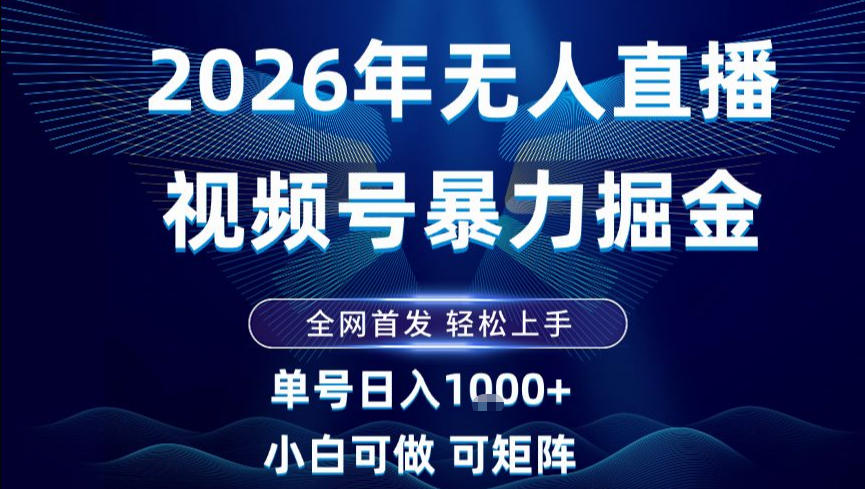 2026最新视频号无人直播掘金，全网首发，小白可以玩，长期稳定日入1k+【揭秘】-泡泡网创