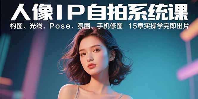 人像IP自拍系统课：构图、光线、Pose、氛围、手机修图 15章实操学完即出片-泡泡网创